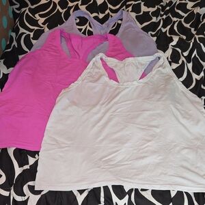 Fabletics Lot Of 3 Women's Tank Tops - Pink, Lavender, White